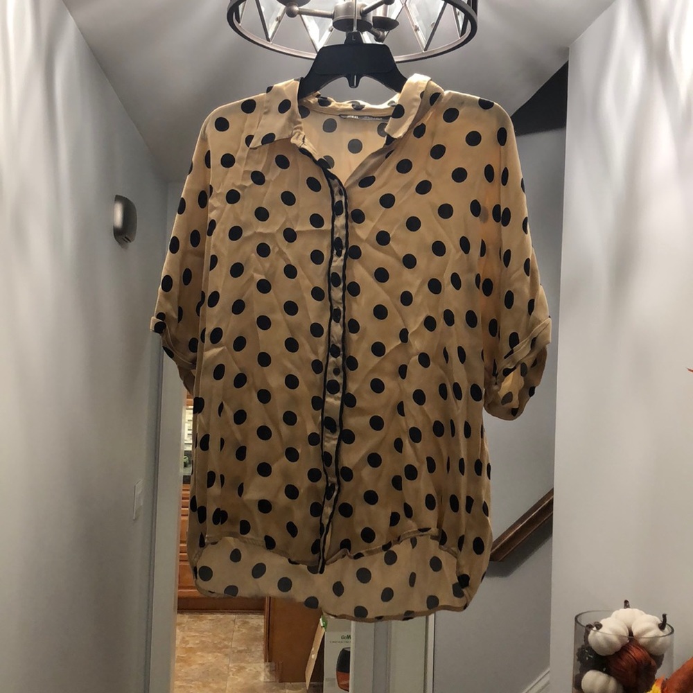 NWOT Zara polka dot silk button down - Picture 1 of 4